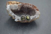 Kolczyki sztyfty z zielonym bursztynem bałtyckim srebro 925 styl vintage - 6