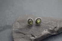 Kolczyki sztyfty z zielonym bursztynem bałtyckim srebro 925 styl vintage - 12
