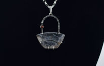 Zawieszka Kwarc Dendrytowy i Granat Srebro 925 - 9