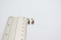 Małe Kolczyki Kwarc Dymny Fasetowany Sztyft Srebro 925 - 17