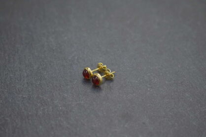 Kolczyki Sztyft Bursztyn Bałtycki Srebro Pozłocone 925 Mini