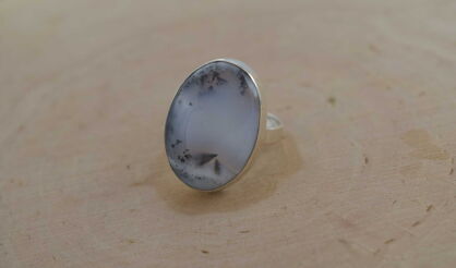 Pierścionek ze srebra 925 z agatem dendrytowym unikat r. 17