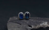 Kolczyki srebrne 925 sztyfty z cyjanitem kianitem niebieskie minimalistyczne - 6