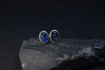 Kolczyki srebrne 925 sztyfty z cyjanitem kianitem niebieskie minimalistyczne - 3