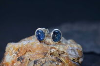 Kolczyki srebrne 925 sztyfty z cyjanitem kianitem niebieskie minimalistyczne - 9