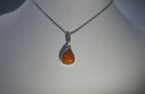 Malutki Wisiorek Ciemny Pomarańczowy Opal Etiopia Srebro 925 - 8