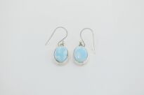 Wiszące Kolczyki Larimar Owalny Srebro 925 Rękodzieło - 10