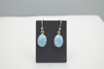 Wiszące Kolczyki Larimar Owalny Srebro 925 Rękodzieło - 11