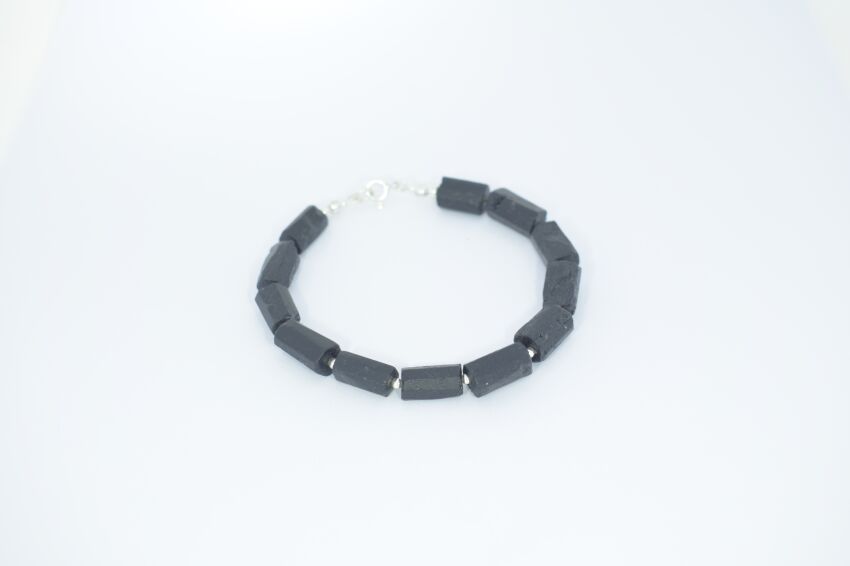 Bransoleta Czarny Turmalin Naturalny Srebro 925