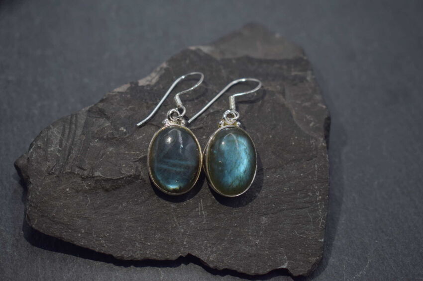 Kolczyki Wiszące Labradoryt Srebro 925