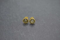 Kolczyki sztyfty z zielonym bursztynem srebro 925 złocone klasyczne (6 mm) - 10