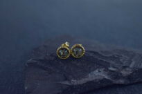 Kolczyki sztyfty z zielonym bursztynem srebro 925 złocone klasyczne (6 mm) - 5