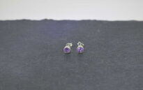 Małe Kolczyki Ametyst Fasetowany Sztyft Srebro 925 - 7