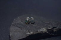 Srebrne kolczyki sztyfty z labradorytem minimalizm Srebro 925 zielona poświata - 5