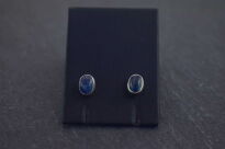 Kolczyki srebrne 925 kianit cyjanit niebieski owal sztyfty minimalistyczne - 4