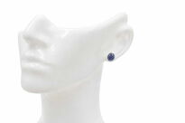 Kolczyki srebrne 925 kianit cyjanit niebieski owal sztyfty minimalistyczne - 8