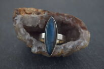 Srebrny pierścionek 925 labradoryt niebieski marquise długi pazur r.19 - 3