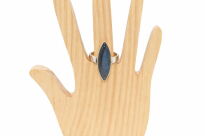 Srebrny pierścionek 925 labradoryt niebieski marquise długi pazur r.19 - 6