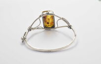 Bransoleta srebrna z bursztynem bałtyckim prostokąt, rękodzieło - 11