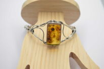 Bransoleta srebrna z bursztynem bałtyckim prostokąt, rękodzieło - 9