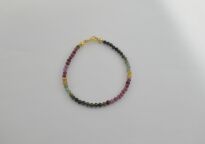 Bransoletka z kolorowego turmalinu srebro złocone drobne fasetowane koraliki - 9