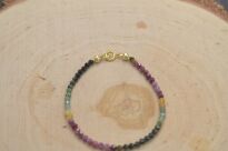 Bransoletka z kolorowego turmalinu srebro złocone drobne fasetowane koraliki - 7