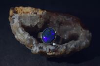 Pierścionek Ciemny Opal Australijski Srebro 925 r.16 Rękodzieło - 6