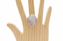 Duży pierścionek z kamieniem księżycowym srebro 925 owal naturalne inkluzje - 12