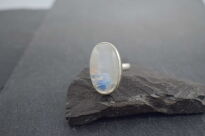 Duży pierścionek z kamieniem księżycowym srebro 925 owal naturalne inkluzje - 3