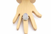 Duży pierścionek z kamieniem księżycowym srebro 925 owal naturalne inkluzje - 4