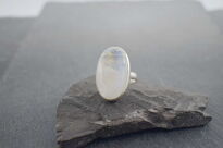Duży pierścionek z kamieniem księżycowym srebro 925 owal naturalne inkluzje - 5