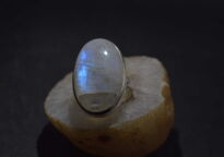 Duży pierścionek z kamieniem księżycowym srebro 925 owal naturalne inkluzje - 6