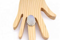 Duży pierścionek z kamieniem księżycowym srebro 925 owal naturalne inkluzje - 8