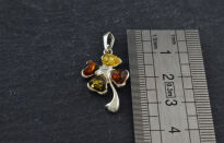 Zawieszka Wisiorek Czterolistna Koniczynka Bursztyn Bałtycki Srebro 925 - 6