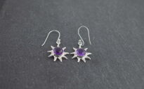 Kolczyki srebrne 925 ametyst SŁOŃCE wiszące fioletowe kamień naturalny - 3
