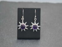 Kolczyki srebrne 925 ametyst SŁOŃCE wiszące fioletowe kamień naturalny - 5