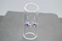 Kolczyki srebrne 925 ametyst SŁOŃCE wiszące fioletowe kamień naturalny - 7