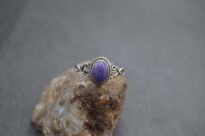 Srebrny pierścionek z czaroitem naturalny kamień ręcznie wykonany vintage r.17 - 7