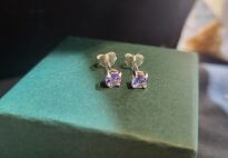 Małe Kolczyki Tanzanit Sztyft Srebro 925 Naturalne Tanzanity Sztyft - 3