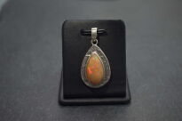 Wisiorek z opalem etiopskim, srebro 925 – pomarańczowy opal łezka - 3