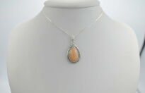 Wisiorek z opalem etiopskim, srebro 925 – pomarańczowy opal łezka - 6