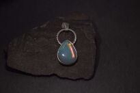 Srebrny wisiorek z opalem etiopskim – łezka z filigranem Srebro 925 Rękodzieło - 11