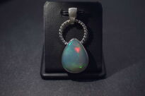 Srebrny wisiorek z opalem etiopskim – łezka z filigranem Srebro 925 Rękodzieło - 13