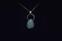 Srebrny wisiorek z opalem etiopskim – łezka z filigranem Srebro 925 Rękodzieło - 14