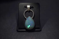 Srebrny wisiorek z opalem etiopskim – łezka z filigranem Srebro 925 Rękodzieło - 7