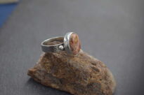 Pierścionek z Opalem Meksykańskim w Skale Macierzystej  Rękodzieło w Srebrze 925 r.19 - 5