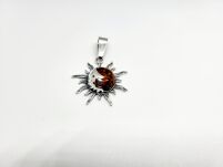 Zawieszka Słońce Słoneczko Bursztyn Srebro 925 - 9