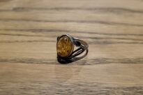 Pierścionek z naturalnym bursztynem bałtyckim Srebro 925 r.20 Vintage - 4