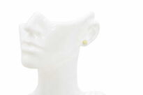 Kolczyki z białym bursztynem bałtyckim minimalistyczne sztyfty  srebro 925 - 5