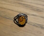 Pierścionek z Bursztynem Srebro 925 r.21 - 6